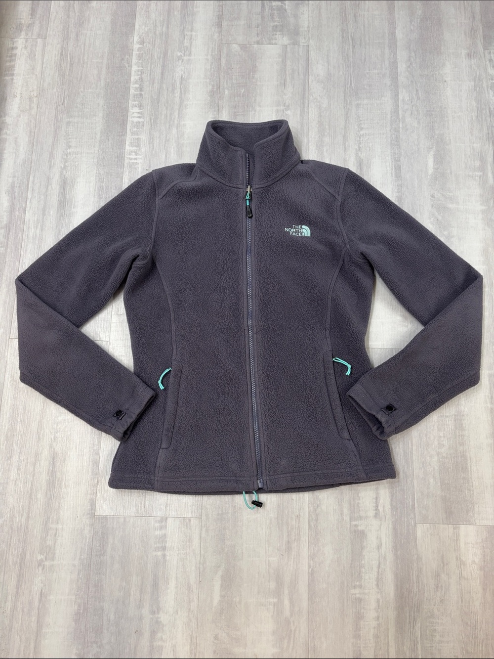 The North Face Women's Purple Full-Zip Teddy Fleece Jacket with Aqua Accents